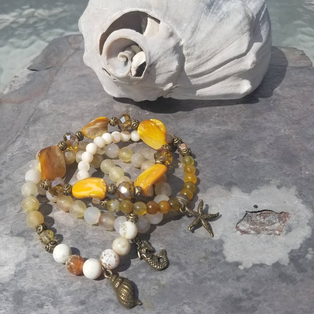 Beach theme charm bracelet set